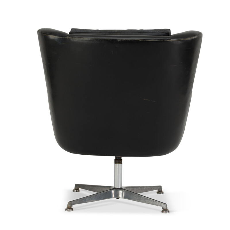 Vintage Danish office armchair in black leather by Skjold Sorensen