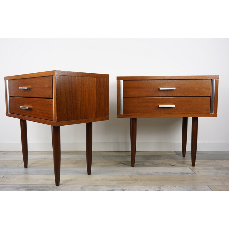 Vintage set of night stands in teak from the 50s