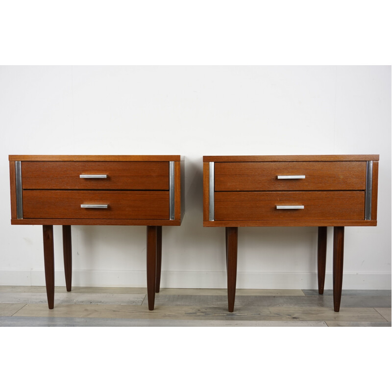 Vintage set of night stands in teak from the 50s