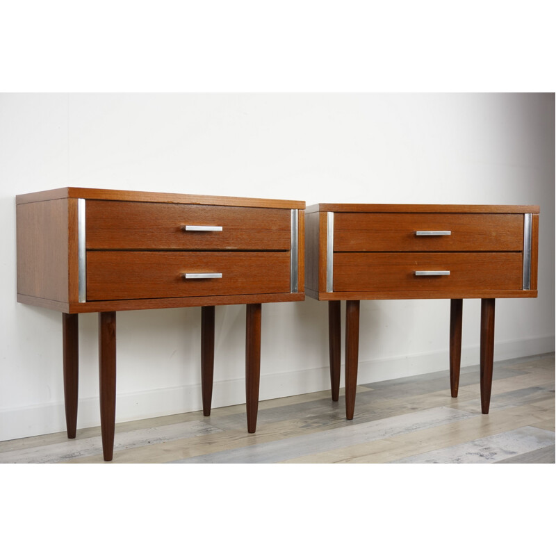 Vintage set of night stands in teak from the 50s