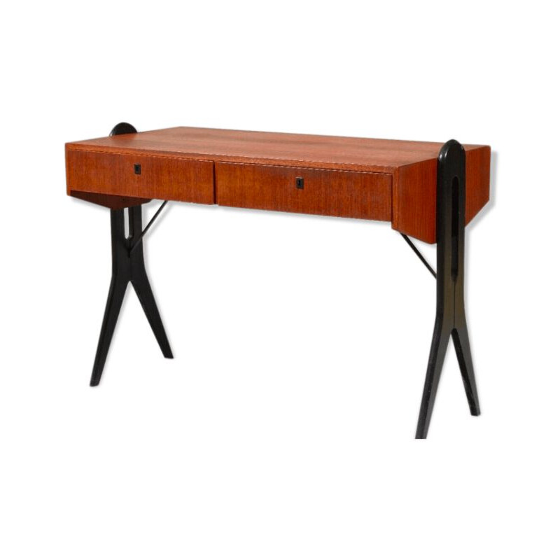 Vintage italian desk in rosewood by Angelo Mangiarotti & Bruno Morassutti 1950