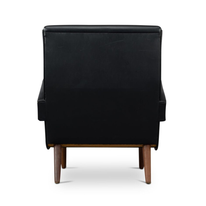 Vintage Danish  armchair in black leather from  1970