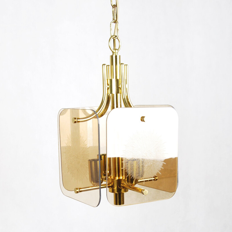 Vintage pendant light in brass, 1980