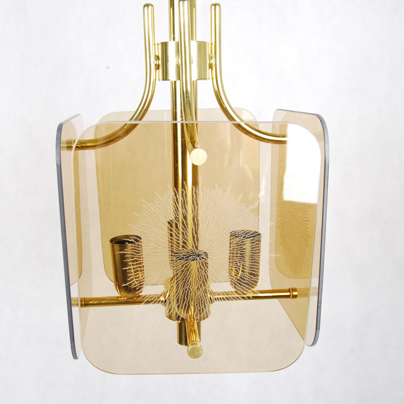 Vintage pendant light in brass, 1980