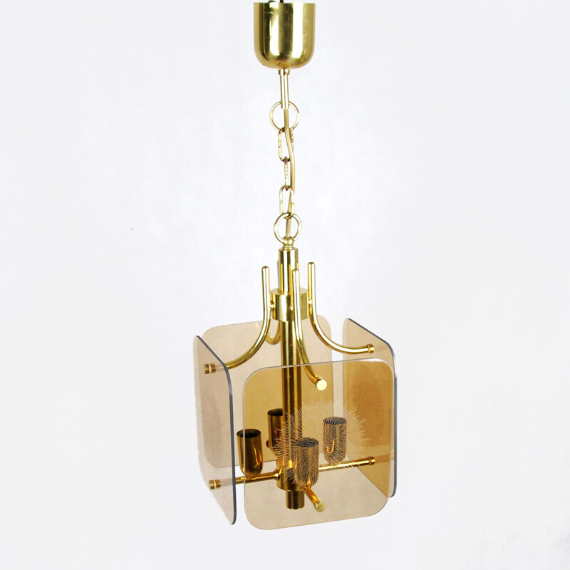 Vintage pendant light in brass, 1980