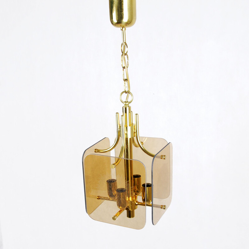 Vintage pendant light in brass, 1980