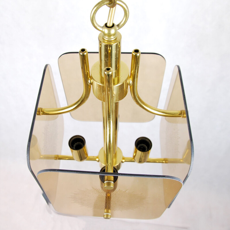 Vintage pendant light in brass, 1980