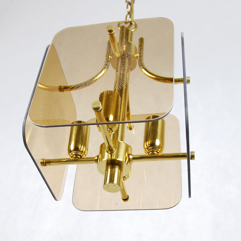 Vintage pendant light in brass, 1980