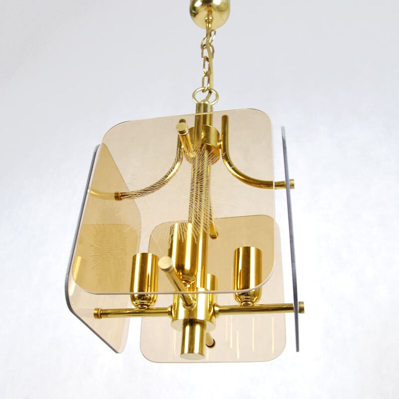 Vintage pendant light in brass, 1980