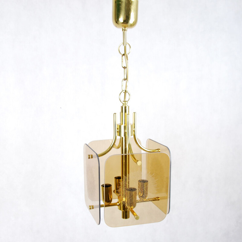 Lámpara de suspensión de latón vintage, 1980
