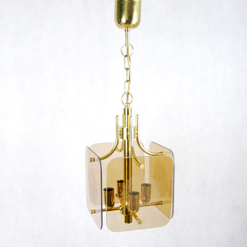 Vintage pendant light in brass, 1980