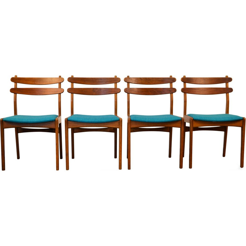 Suite de 4 chaises vintage à repas en teck 1950