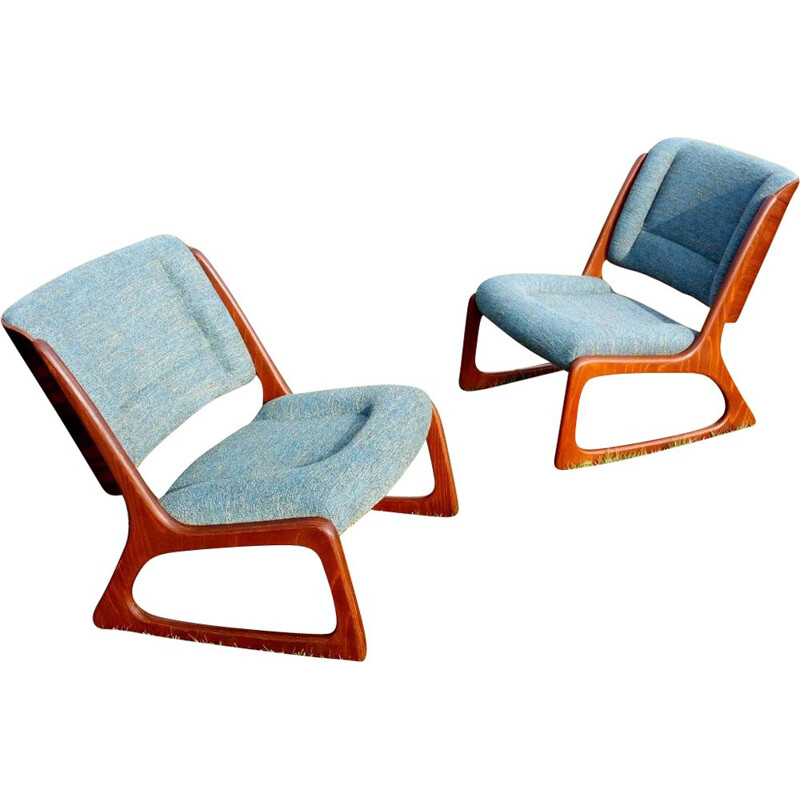 Set of 2 vintage armchairs by Baumann 1960