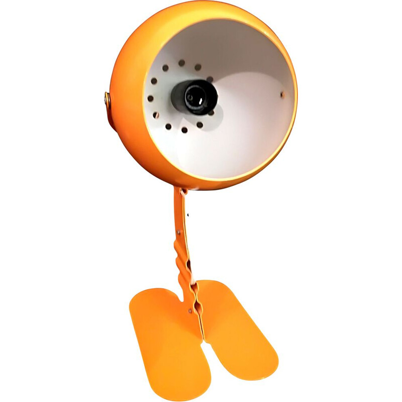 Vintage orange metal eyeball lamp from the 70s