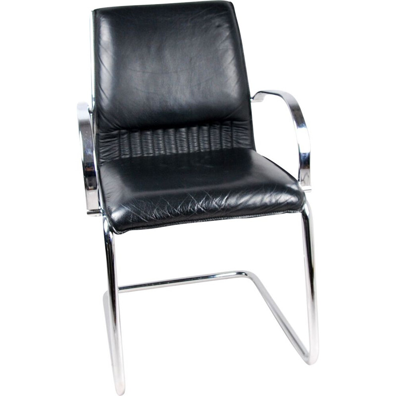 Black leather armchair by Sitland