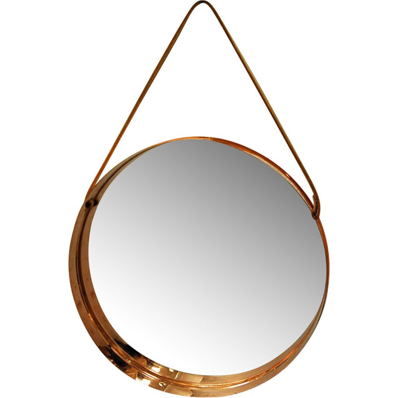 Miroir scandinave vintage en cuivre
