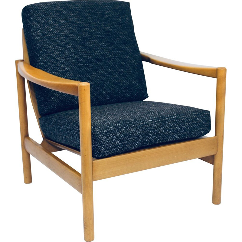 Blue vintage Scandinavian armchair 1950 1960