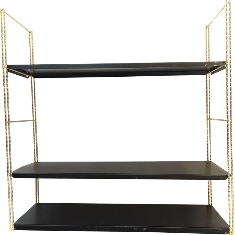 Vintage scandinavian shelves in black steel 1960