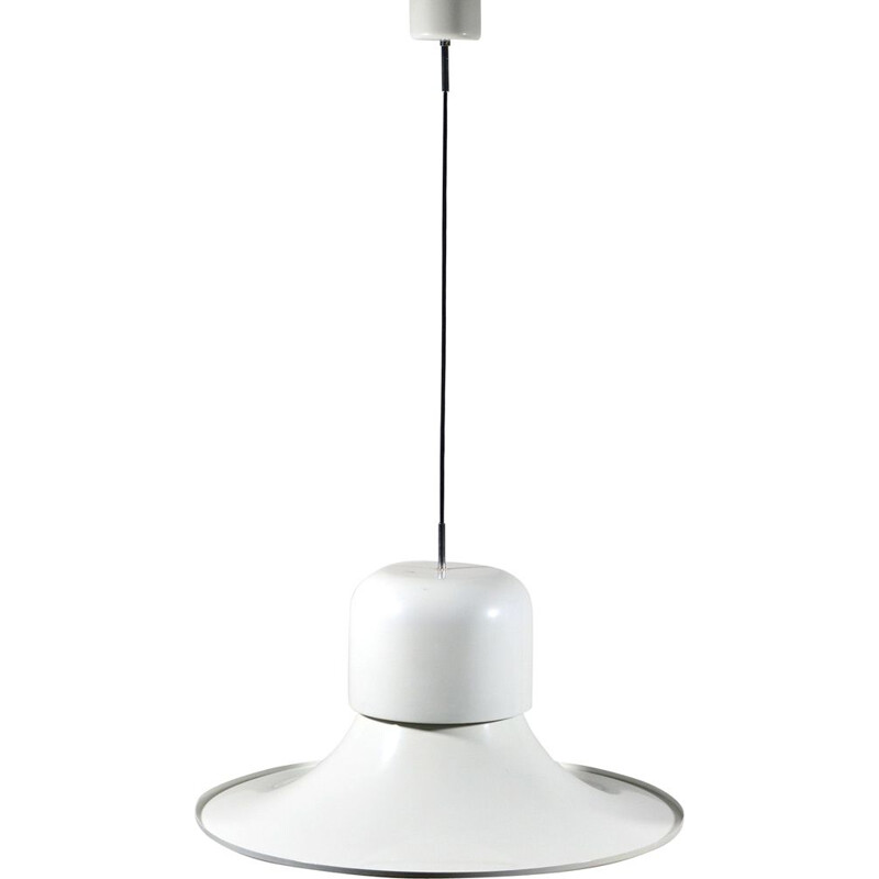 Vintage Model 2503 hanging lamp by Stilnovo in white aluminium 1970