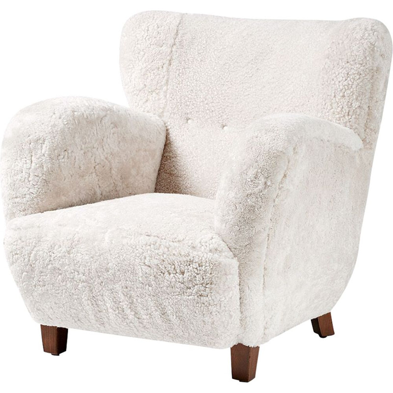 Fauteuil vintage danois en peau de mouton 1930