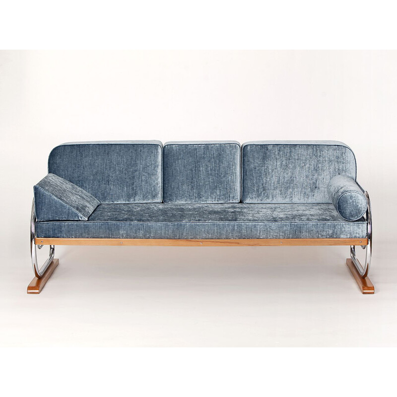 Vintage Sofa, Art Deco Tubular Steel Couch Daybed from H. Gottwald, 1930s