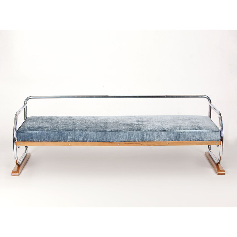 Vintage Sofa, Art Deco Tubular Steel Couch Daybed from H. Gottwald, 1930s