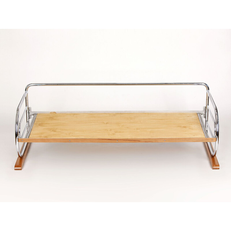 Vintage Sofa, Art Deco Tubular Steel Couch Daybed from H. Gottwald, 1930s