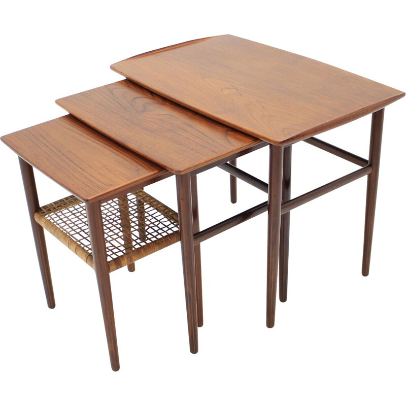 Vintage german nesting tables in teak 1960