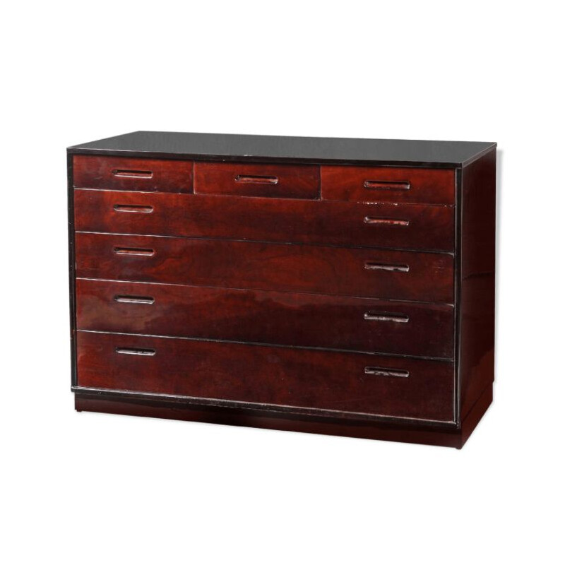 Vintage chest of drawers lacquered in mahogany, Edward Wormley