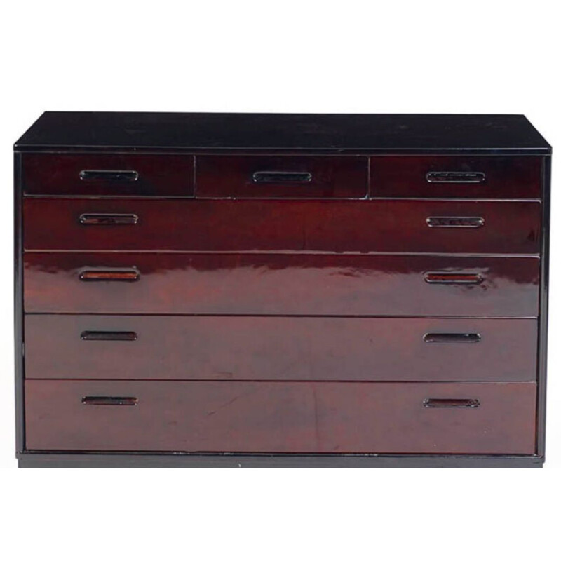 Vintage chest of drawers lacquered in mahogany, Edward Wormley