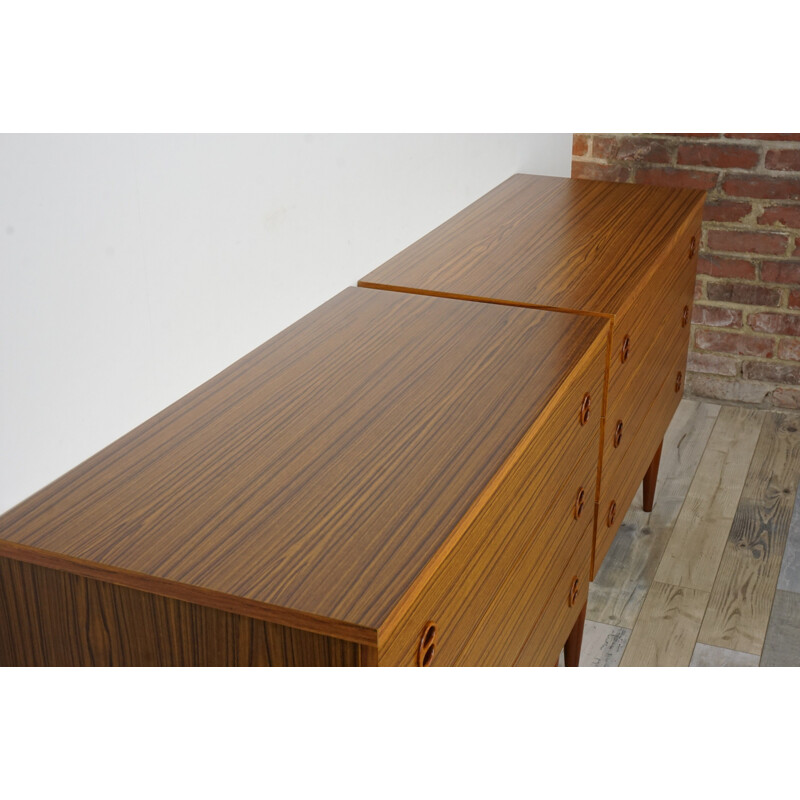 Set of 2 vintage chests of drawers in teak 60s 