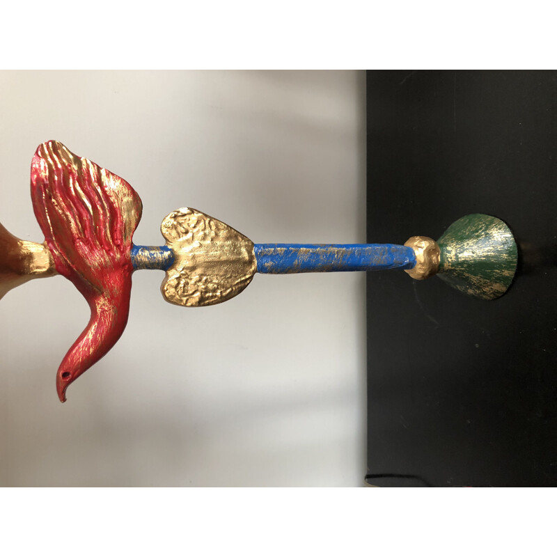 Paire de lampes vintage en bronze polychrome par Pierre Casenove pour Fondica, 1990