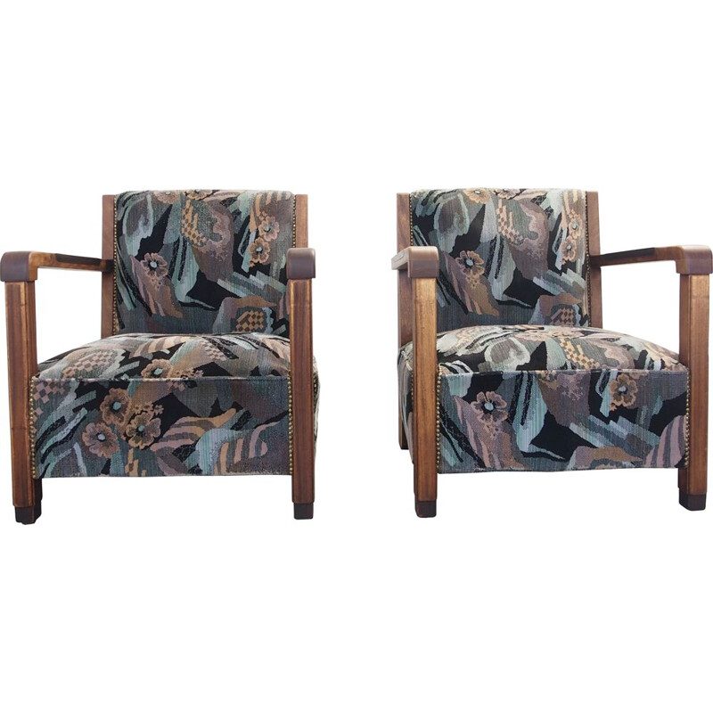 Pair of 2 vintage Art Deco armchairs 1930