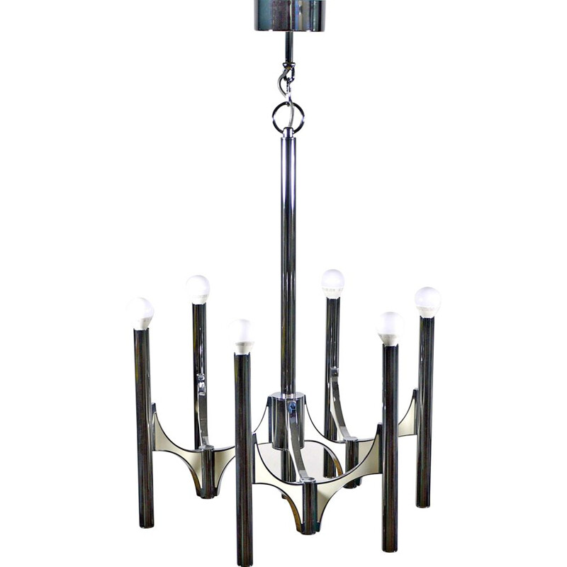 Vintage chromed chandelier by Sciolari 1970