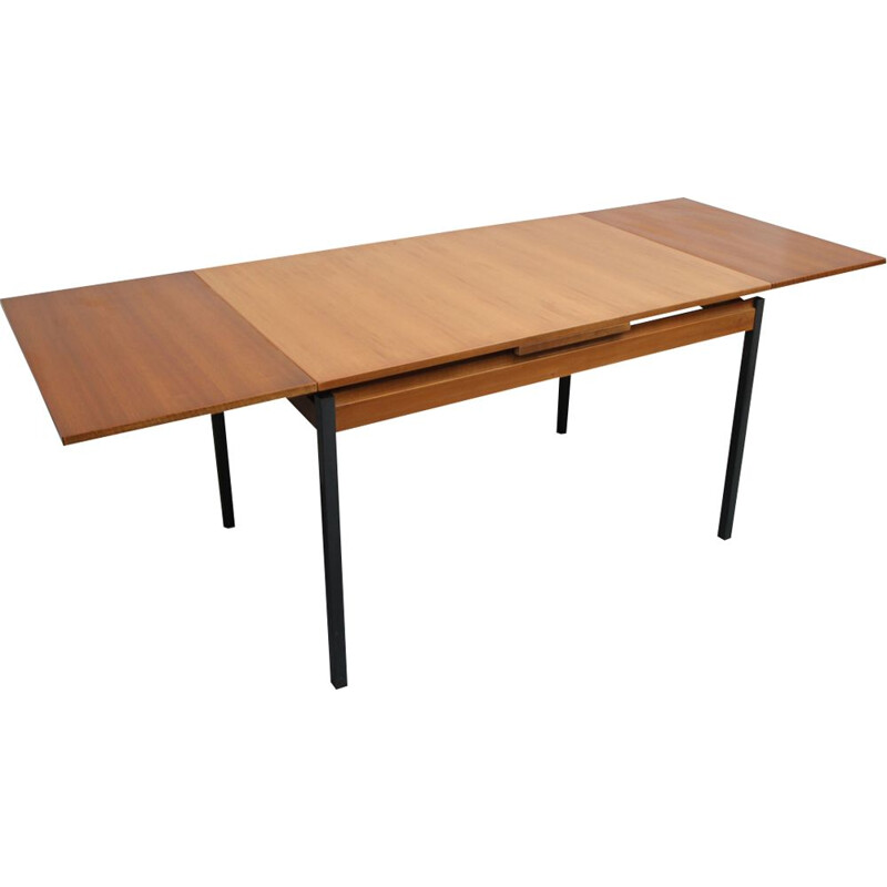 Vintage extensible dining table in teak and metal from the 60s 