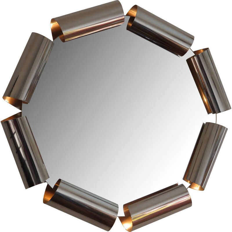 Round Italian mirror in steel