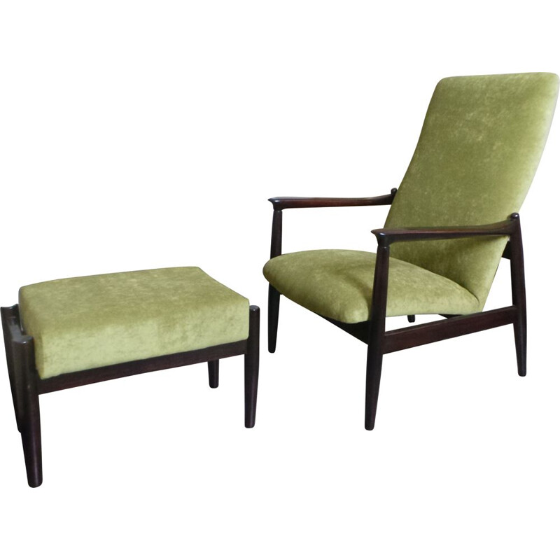 Green armchair with ottoman by Edmund Homa
