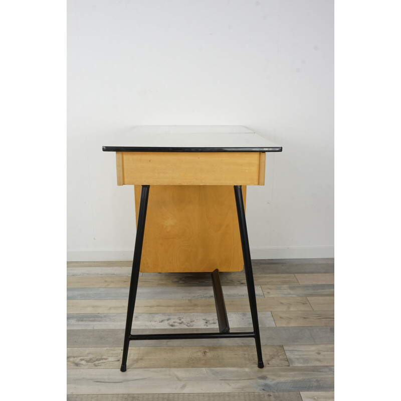 Vintage desk 1950 in wood and metal