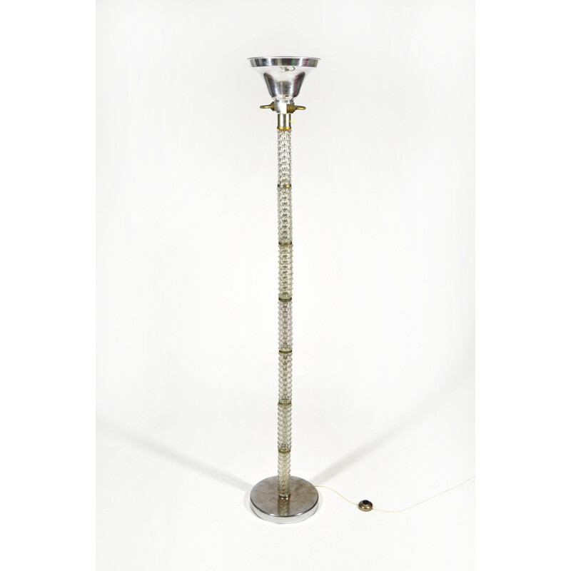 Vintage Floor Lamp by Ercole Barovier for Barovier & Toso, Murano glass frame, 1940s