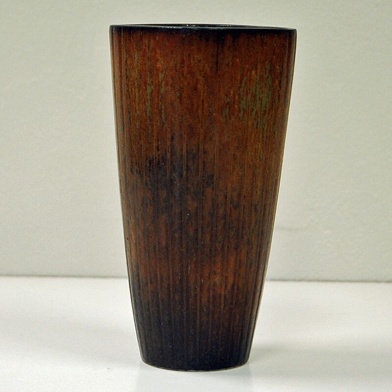 Vase Vintage en céramique, marron, par Gunnar Nylund, Rorstrand, Suède, années 1950 