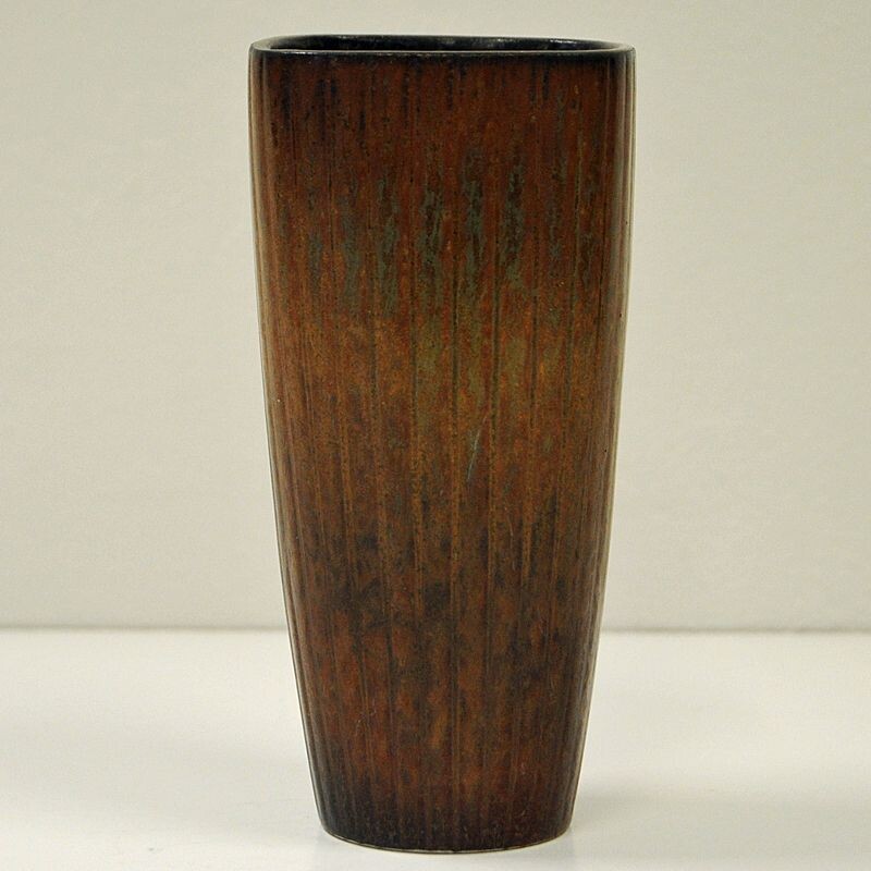 Vintage Vase in Ceramic, Brown, by Gunnar Nylund, Rorstrand, Sweden 1950s 
