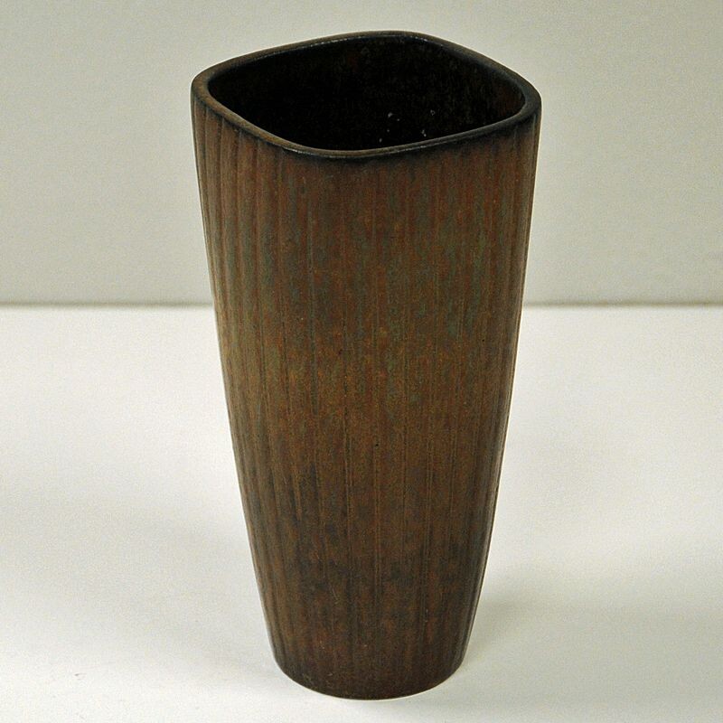 Vintage Vase in Ceramic, Brown, by Gunnar Nylund, Rorstrand, Sweden 1950s 