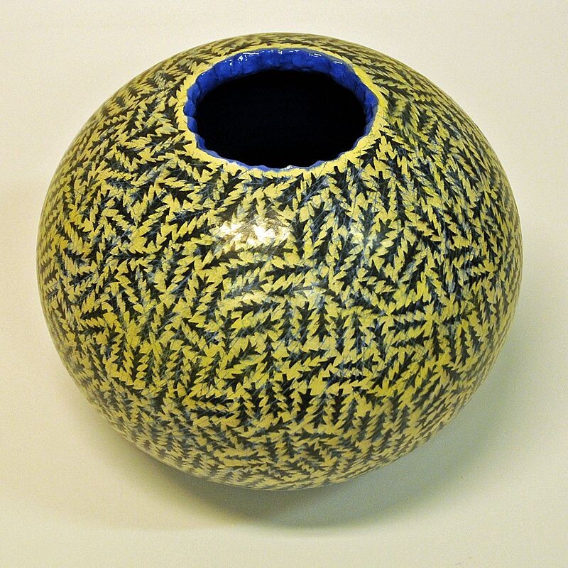 Vase Vintage en céramique, rond, Skog par Tor Alex Erichsen, Norvège, 1991