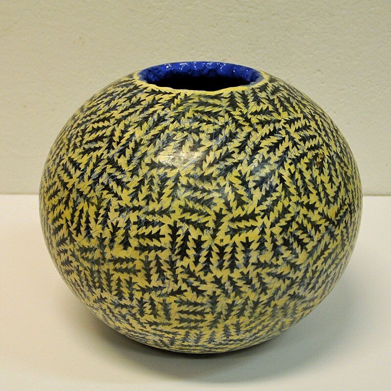 Vase Vintage en céramique, rond, Skog par Tor Alex Erichsen, Norvège, 1991