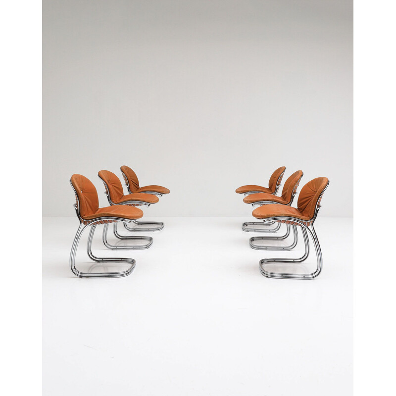 Set of 6 vintage chairs, Sabrina by Gastone Rinaldi for Rima, 1970s