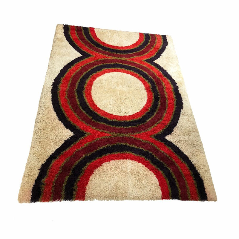 Vintage carpet RYA in Wool by Hojer Eksport Wilton, Danish, 1960s