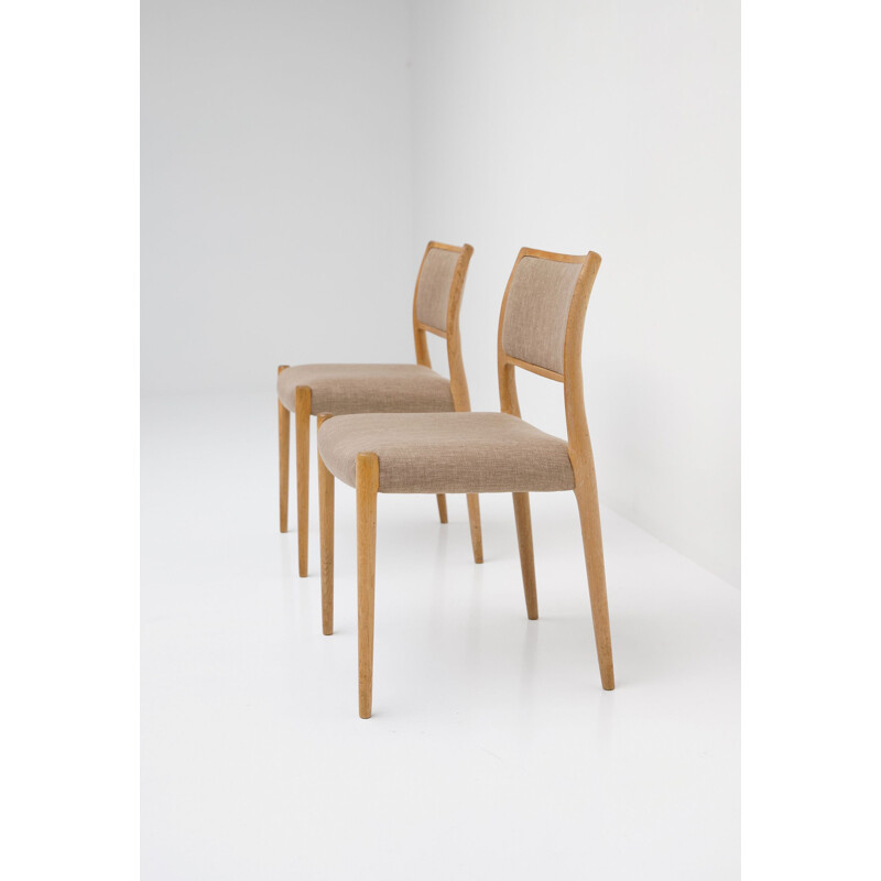 2 vintage dining chairs in teak model 80  by Niels Otto Møller,1960 