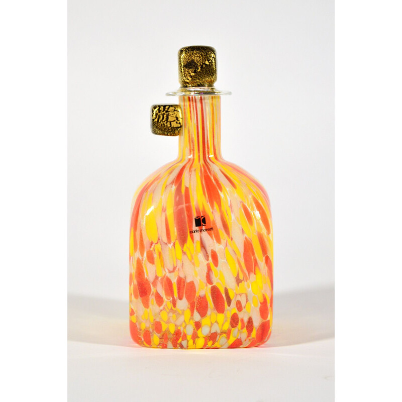 Vintage Bottle in Murano Glass By Carlo Moretti, Italy