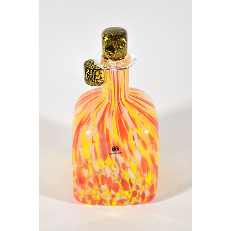 Vintage Bottle in Murano Glass By Carlo Moretti, Italy