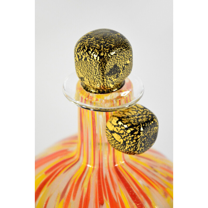 Vintage Bottle in Murano Glass By Carlo Moretti, Italy